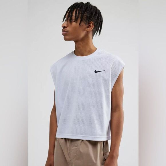 NIKE SWIM Crop Tank Men's XL White Mesh Boxy Hydroguard Tee Urban Outfitters NWT - Picture 4 of 11
